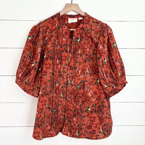 Maeve Tops - Maeve by Anthropologie rust orange with birds button down top